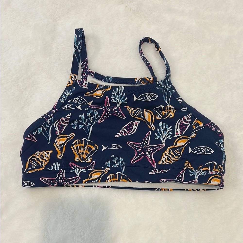Garnet Hill Kids Navy Sea Life Bikini Top